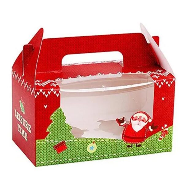 high quality paper folding packaging box christmas gable gift boxes with handle 1