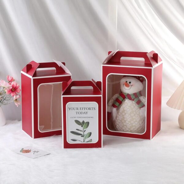 luxury custom teacher's day foldable empty creative flowers window doll packing gable gift box with handle 2