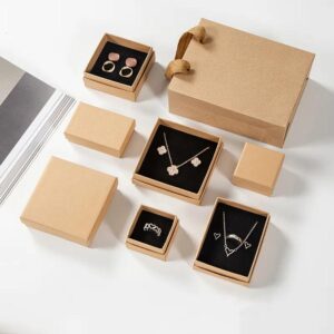 meerdere formaat kraft papier sieraden dozen verpakking aangepaste ketting ring dozen sieraden verpakking met logo 1