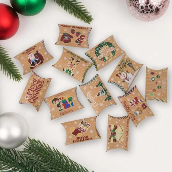 new christmas candy box kraft paper christmas pillow box 12 color optional candy box packaging wholesale 1