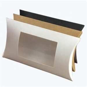 professional custom printed pillow shaped cardboard box item packaging box with clear window 1