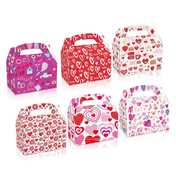 valentines day wedding party favor treat box portable food candy cookie gable paper gift boxes packaging with handles 4