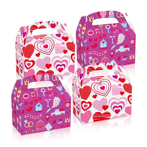 valentines day wedding party treat box portable food candy cookie gable paper gift boxes packaging with handles 5