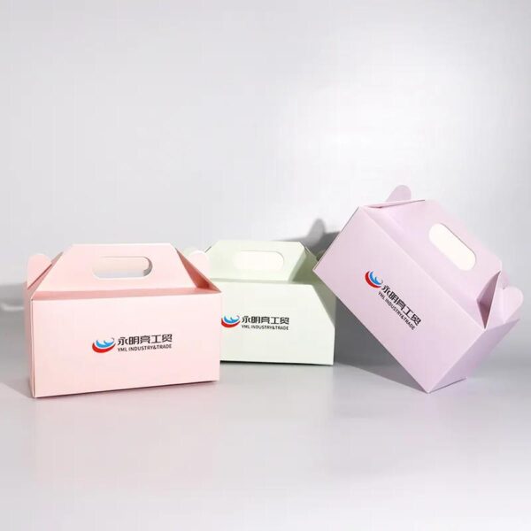 wholesale corrugated kraft iridescent gable boxes food packaging with string handles custom luxury large gable box 1