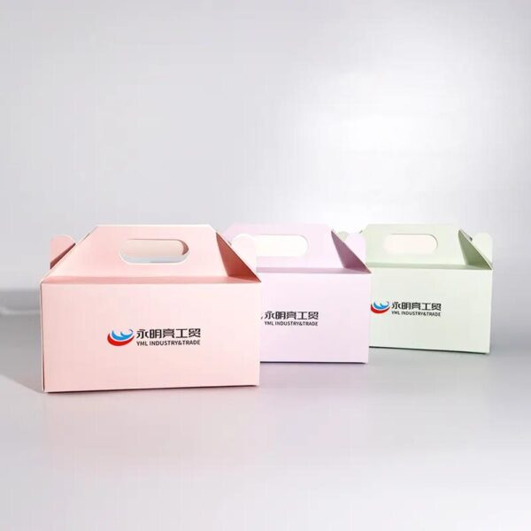 wholesale corrugated kraft iridescent gable boxes food packaging with string handles custom luxury large gable box 3