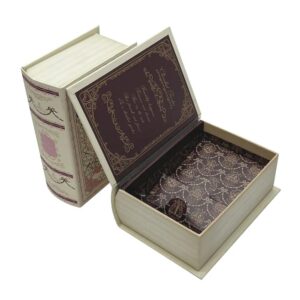 emballage en gros personnalisé imprimé style vintage fermeture magnétique stockage faux creux décoratif faux livre forme boîte cadeau 1