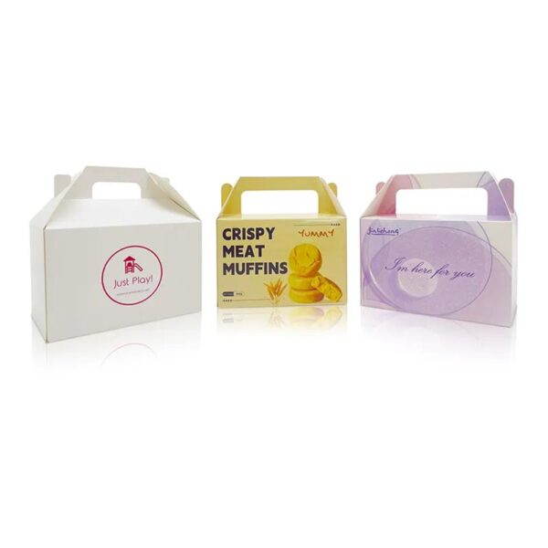 wholesale custom printing logo gable boxes with handle window barni cake pastry christmas gift folding boxes gold foil printing 1