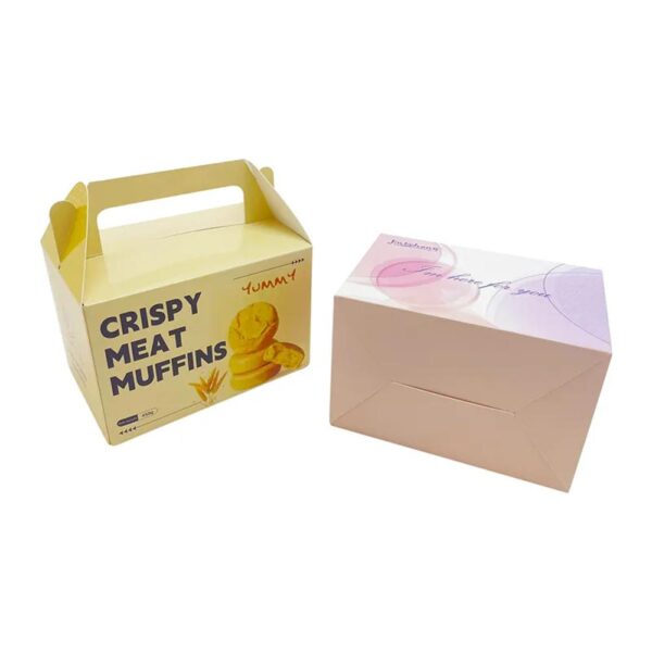 wholesale custom printing logo gable boxes with handle window barni cake pastry christmas gift folding boxes gold foil printing 4