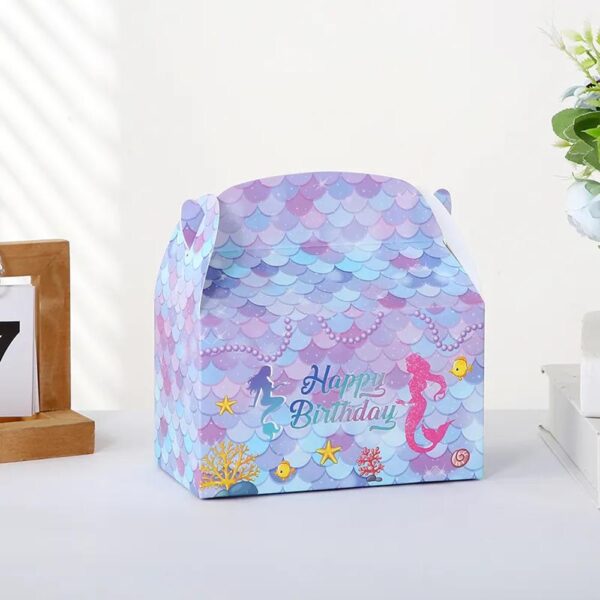 wholesale mermaid birthday party gift treat gable boxes supplies under the sea theme favor decorations candy goodie boxes 2