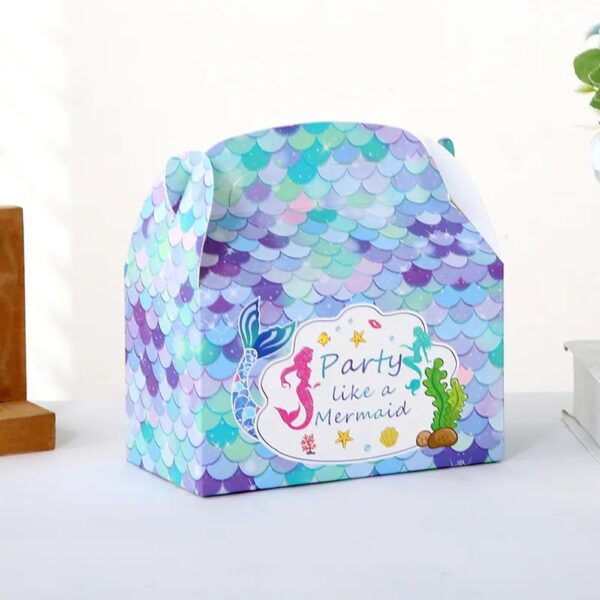 wholesale mermaid birthday party gift treat gable boxes supplies under the sea theme favor decorations candy goodie boxes 4