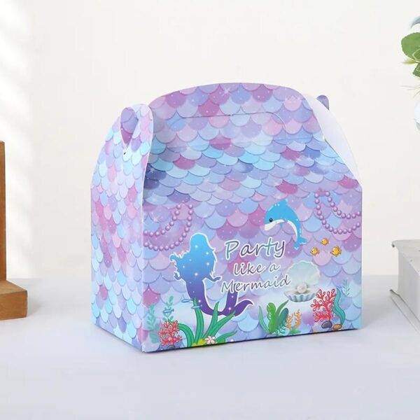 wholesale mermaid birthday party gift treat gable boxes supplies under the sea theme favor decorations candy goodie boxes 5