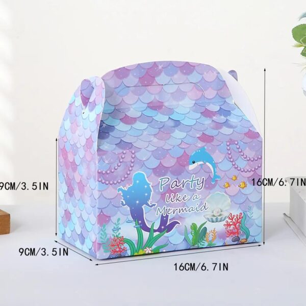 wholesale mermaid birthday party gift treat gable boxes supplies under the sea theme favor decorations candy goodie boxes 6