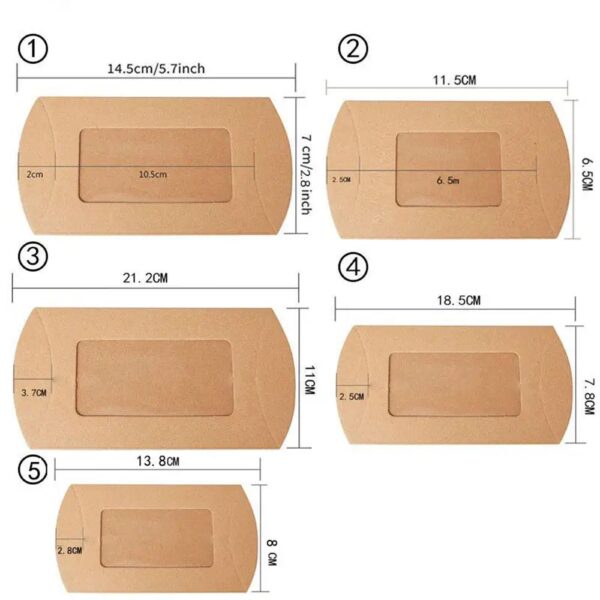 white brown black pillow paper box with window kraft paper christmas gift packaging boxes candy bags small pillow box 4