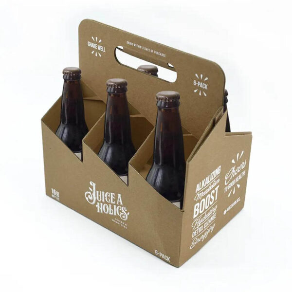 custom logo cardboard six pack wine box carrier wholesale cheap portable handle corrugated paper packaging 6 bottle beer carrier 1