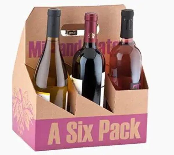 custom logo cardboard six pack wine box carrier wholesale cheap portable handle corrugated paper packaging 6 bottle beer carrier 5