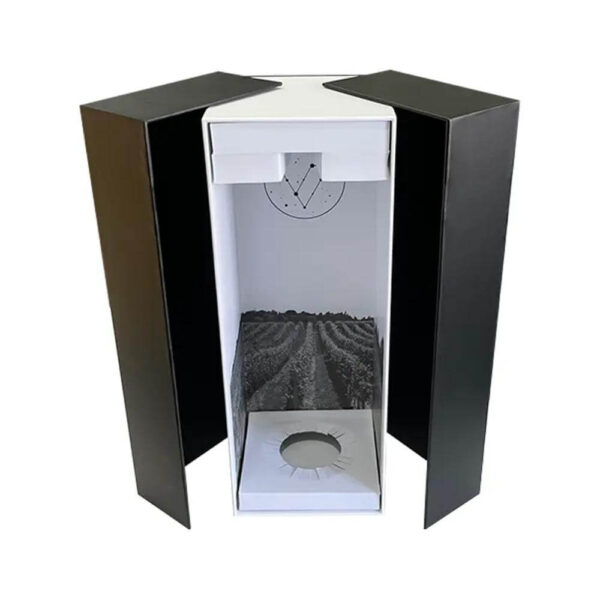 emballage de luxe personnalisé imprimé noir à double porte pour bouteilles de champagne emballage cadeau pour le vin 4