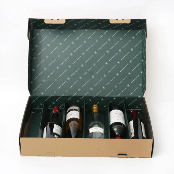 precio de fábrica vino botella de vidrio caja de embalaje de lujo cajas de vino mailer caja de envío 4