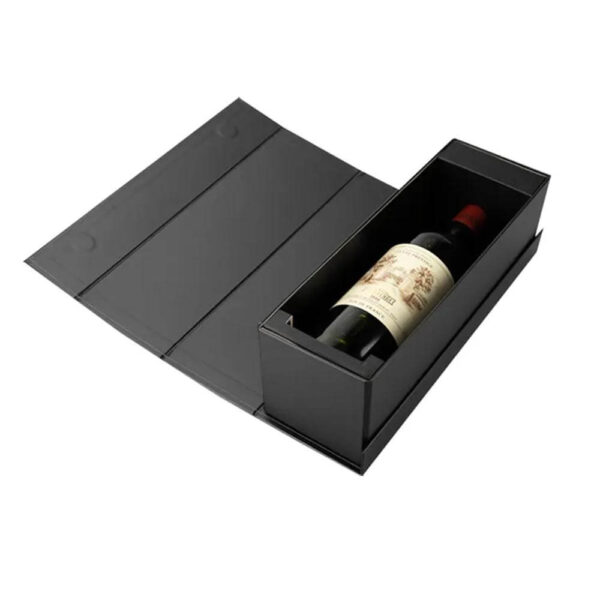 caja plegable vino papel magnético de lujo logotipo personalizado negro rojo estampado papel de aluminio cajas rígidas rectángulo cartón aceptar impresión personalizada 1