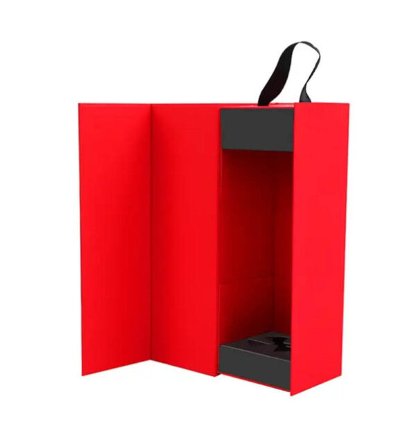 caja plegable vino papel magnético de lujo logotipo personalizado negro rojo estampado papel de aluminio cajas rígidas rectángulo cartón aceptar impresión personalizada 5