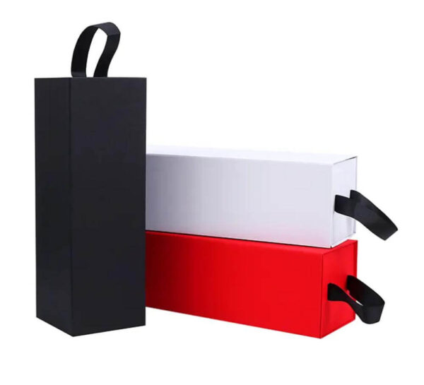 caja plegable vino papel magnético de lujo logotipo personalizado negro rojo estampado papel de aluminio cajas rígidas rectángulo cartón aceptar impresión personalizada 6