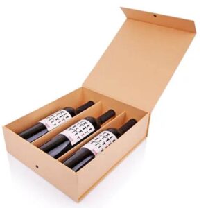 boîte magnétique de haute qualité pour 3 bouteilles de vin emballage de verre papier boîte cadeau avec séparateurs 1