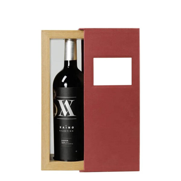 single bottle wooden wine box mdf veneer paper handmade cardboard lid wood base wine packaging gift box wine wood box 2